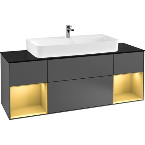 V&B Waschtischunterschrank Finion 160cm, Reg gol m Lac, Anthracite matt (1/2)