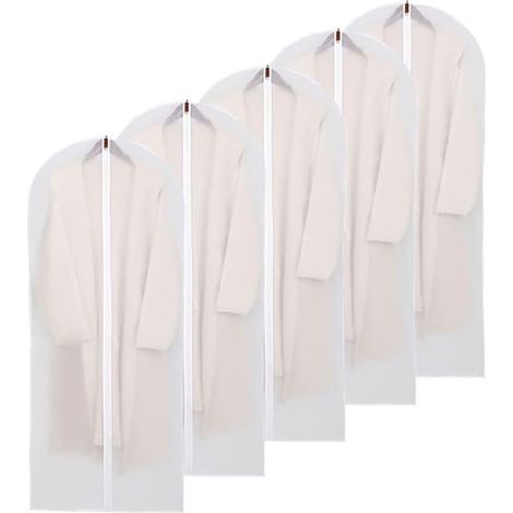 Lot de 5 Housses de Vêtements Anti-poussière et anti-mites avec fermeture éclair en PEVA translucide et imperméable anti-acariens - 60 x 140 cm (1/5)