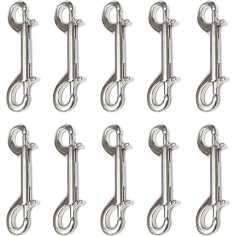 Mousqueton à double extrémité, lot de 10, 8,9 cm (3-1/2 pouces), clips métalliques pour la plongée et les laisses de chien (1/4)