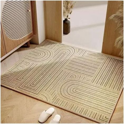 Pair Tapis d'extérieur résistant aux intempéries Coureur Long AspectLin Jardin terrasse Balcon Beige/Naturel 40x60 cm (1/2)