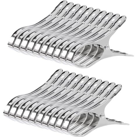Lot de 20 grosses pinces à linge en inox, solides, pour l'extérieur, serviettes, plage, couettes et draps (1/5)
