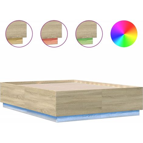 Maison Exclusive - Cadre de lit avec LED sans matelas chêne sonoma 120x190 cm