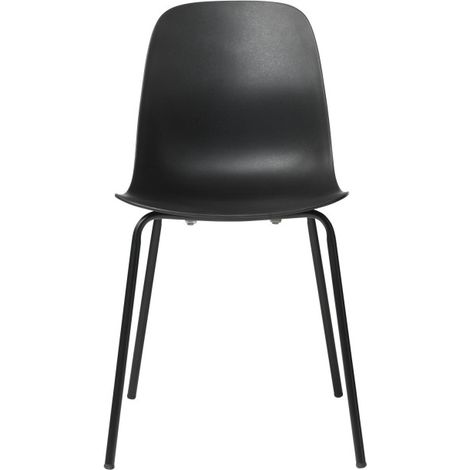 Lot de 4 chaises en plastique et métal - Noir - HEL (1/4)