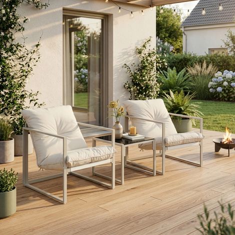 Loungeset Karg 3-tlg. Beige [casa.pro] (1/5)