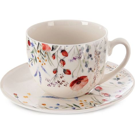 Tasse avec soucoupe porcelaine blanche maki 260 ml
