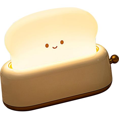 Veilleuse en forme de machine à pain, rechargeable par USB, lampe de bureau LED à intensité variable, jaune, pour chambre d'enfant. (1/5)