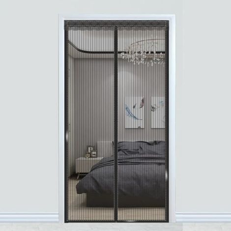 Moustiquaire de Porte et Fenêtre Automatique Anti-Insectes 120x220 cm Noir (1/4)