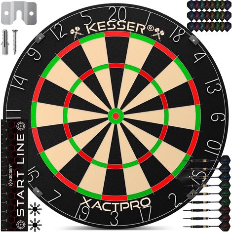 KESSER® Dartscheibe Sisal mit 9 Dartpfeile Professional Dartboard + 21 Pro Flights + Zubehör Steeldart Offizielles Dartscheibe 9 Pfeilen Metallspitze Classic