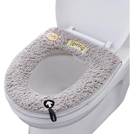 Set mit 2 Stück (4337 cm) grauem, einziehbarem WC-Sitz, weicher und abwaschbarer WC-Sitz, geeignet für die meisten WC-Typen (1/5)