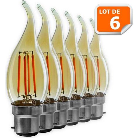 Lampesecoenergie – Lot de 6 ampoules décoratives led à filament doré 4W – Éclairage chaleureux 3000K – Culot B22 – Luminosité 420lm – Durée de vie 15000h (1/2)