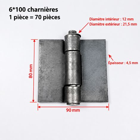 Lot de 70 charnières à souder 6100 en acier laminé à froid 6 100 70 8 × 9 × 0,45 cm 450 g – Livraison gratuite