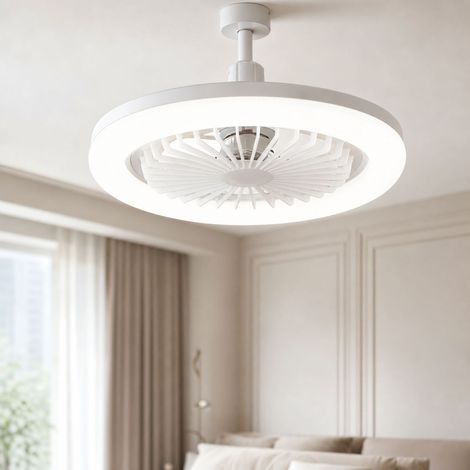 E27 LED-Deckenventilator, 30–45 W, Fernbedienung, leise (30 dB), 3 Geschwindigkeitsstufen, 3-farbiges Licht, 90° verstellbar, Ø 26 cm (1/4)