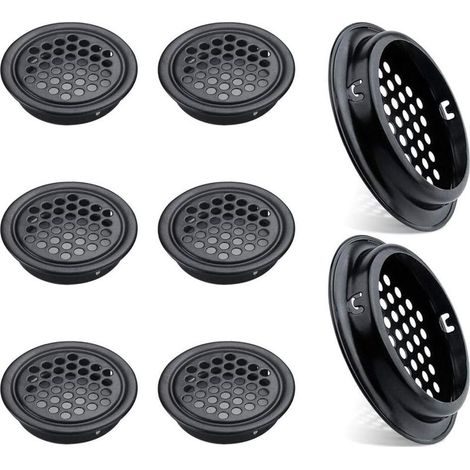 Lot de 8 (53mm Noir)Grilles d'aération Rondes en Acier Inoxydable pour Cuisine Meubles Bouche aération INOX (1/5)