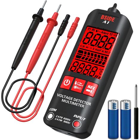 BSIDE Multimètre numérique intelligente Testeur Électrique Professionnel 2000 compts Testeur de Tension Résistance Fréquence Continuité V-Alert Fil sous tension avec Lampe de poche (1/5)