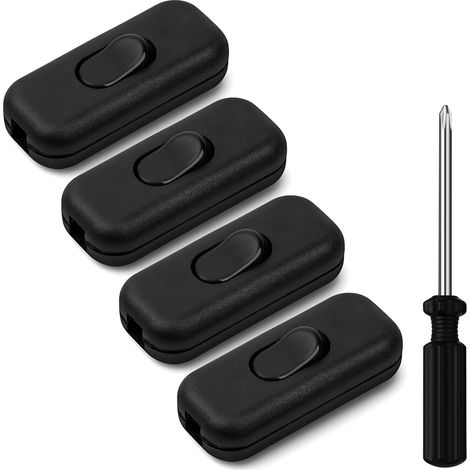 Interrupteur Bipolaire - 4 Pièces - PC Noir - 250V 6A - Pour Lampe et Petit Appareil