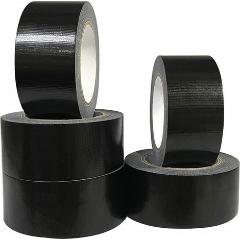 Lot de 5 rubans adhésifs en tissu noir 220 microns x 50 mm x 20 m – Résistant à l'eau – Pour étanchéité et réparation – Adhère à toutes surfaces (1/5)
