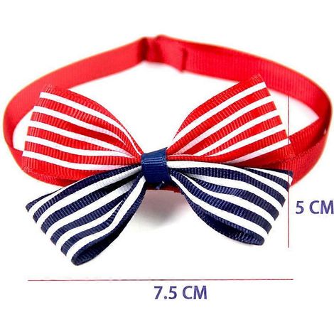 Collar ajustable para perros y gatos, ideal para decoración, 3 piezas con pajarita con la bandera de EE. UU. (1/5)