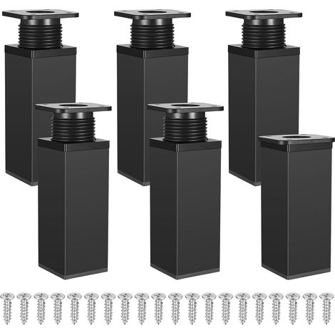 patas para muebles, altura ajustable, aleación de aluminio, color negro, para armarios de cocina, mesas y sofás. (1/5)