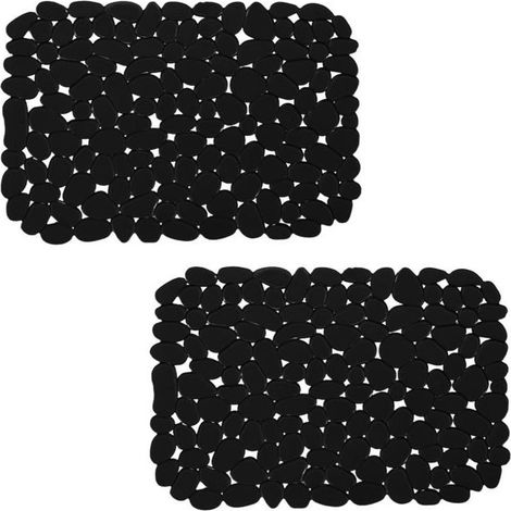 Tapis évier cuisine - AIMOONSA - 40 x 30 cm - Lot de 2 - PVC - Noir (1/5)