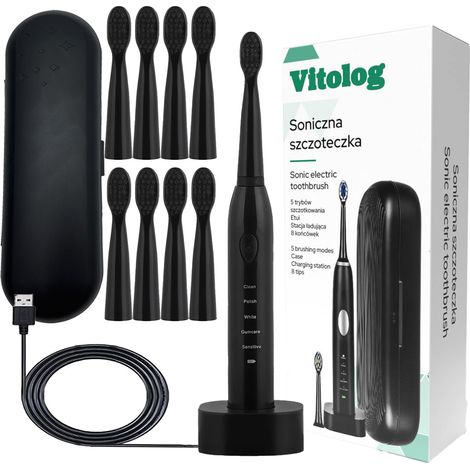 Cepillo de dientes el茅ctrico s贸nico, 8 cabezales s贸nicos, IPX7