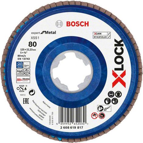 Bosch X-LOCK-Fächerschleifscheibe X551, Expert for Metal, K: 80, 125 mm - 2608619817