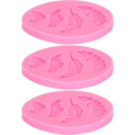 3 moules en silicone à motif de plumes pour la décoration de gâteaux au chocolat et fondant. (1/5)
