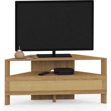 HANAE 100 cm mobile TV angolare 1 anta effetto canna naturale