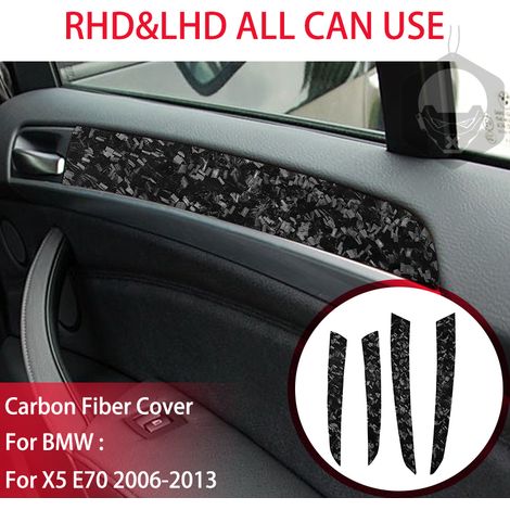 Bande décorative en fibre de carbone forgée compatible avec BMW X5 E70 (2006-2013) pour panneau de porte, cache-interrupteur marche/arrêt, accessoire intérieur autocollant. (1/5)