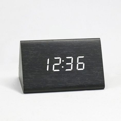 Réveil numérique en bois à commande vocale, réveil électronique en bois à LED, alimenté par USB, décoration de Table (1/5)