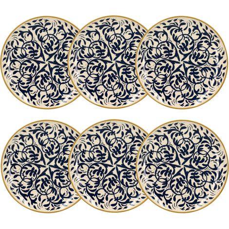Lot de 6 assiettes plates à motif en grès 27cm, HERACLEE