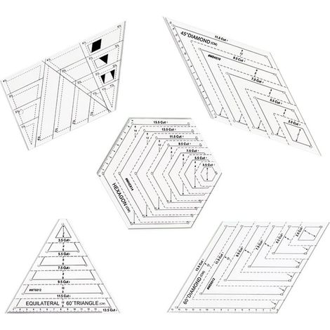 BRAVIX 5 Pièces Transparentes Couture Règle, Règle Coudre Bricolage, Règles de Matelassage, Échelle Précise et Caractères Clairs, pour Outils de Couture, Rapiéçage, Bordure, Reliure (1/5)