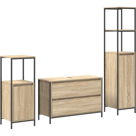 Maison Exclusive - Badezimmermöbel-Set mit Regal 3 pcs Sonoma-Eic