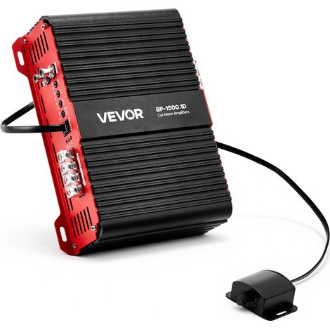 Ampli Voiture Monobloc, Amplificateur Audio Auto 1 Canal, Classe D, 1500 W RMS Max, Stable sous 1/2/4 ohms, avec Télécommande pour Niveau du Subwoofer, Filtre Passe-bas, Amplification des Basses (1/5)