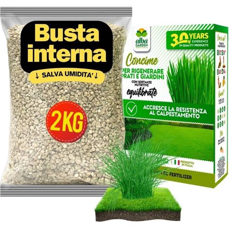 Concime Naturale Biologico, per Prato Granulare Fertilizzante Tappeto Erboso Migliora Resistenza e Crescita x 2 kg (1/5)