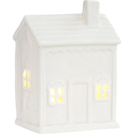 Figurine décorative de Noël, village miniature en porcelaine, LED, 1 maison, céramique (1/5)