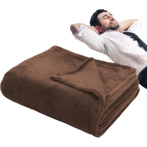 Couverture en laine, linge de lit chaud, housse de couverture lavable double face, couverture unie (1/5)