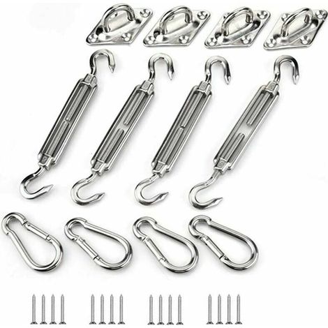 Kit de Fixation pour Voile D'ombrage, Acier Inoxydable Soleil Voile D'ombrage Kit de Fixation pour Triangle et Carré(M6) (1/4)