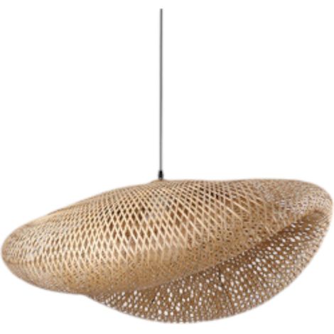 Lustre, tissage en bambou naturel vintage, E27 adapté au salon/chambre/salon de thé, 60 cm (1/5)