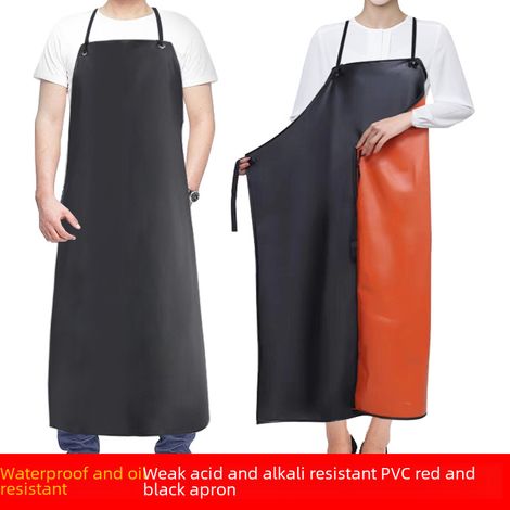 Tablier En Pvc - Imperméable Résistant À L Huile Et Aux Acides Faibles - Rouge Noir - Taille Unique (1/3)
