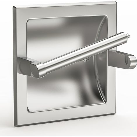 Portarotolo da incasso, finitura nichel spazzolato, staffa girevole in acciaio inox SUS304, con supporto a parete (argento). (1/5)