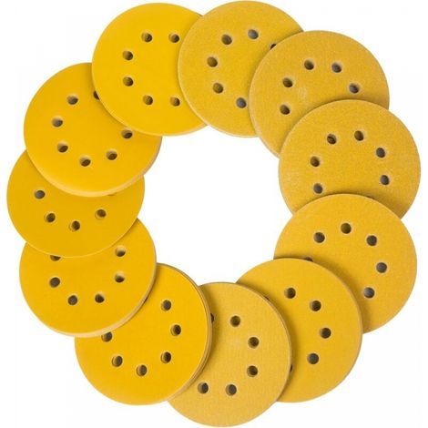 Disques abrasifs 125 mm, 110 disques abrasifs pour ponceuse, tampons de ponçage ronds 8 trous, grain 60/80/100/120/150/180/240/320/400/600/800 pour poncer, polir, dérouiller (1/5)