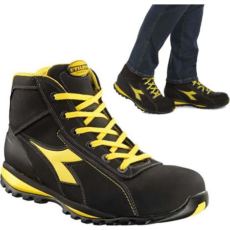 Diadora Glove Mid S3 HRO SRA Scarpe Antinfortunistiche Alte Uomo Puntale Alluminio 200J Taglia 45 colore Nero (1/10)