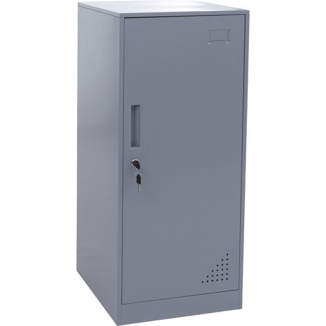 Armario HHG-503, taquilla, armario con taquillas, puerta, barra para colgar ropa, 90 x 38 x 45 cm, acero, gris