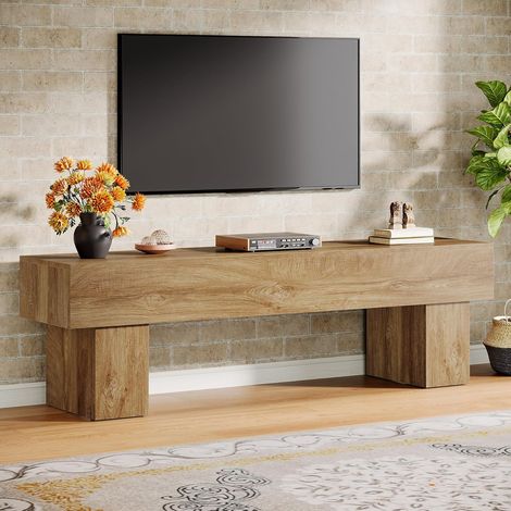 Tribesigns Meuble TV 160 cm, Support Télé de Style Fermier, Console TV Basse pour Salon, Meuble TV multimédia Longue pour téléviseurs 55-65 Pouces