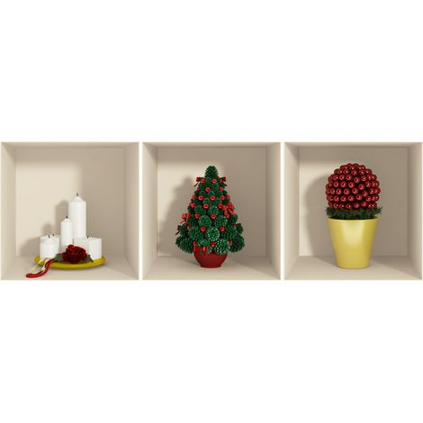 Sticker effet 3D Noël sapin et bougies 30 x 90 cm (1/2)