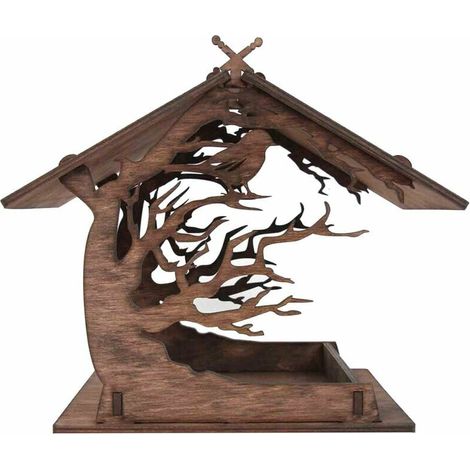 Mangeoire à Oiseaux Maison D'Oiseau Bricolage Assemblage Planche De Bois Nid D'Oiseau Jardin Extérieur Maison D'Oiseau (1/5)