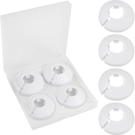 Lot de 4 Cache-tuyaux, Plastique PP, Blanc, Diamètre 16 mm, Pour Plomberie, Salle de Bain, Cuisine (1/5)