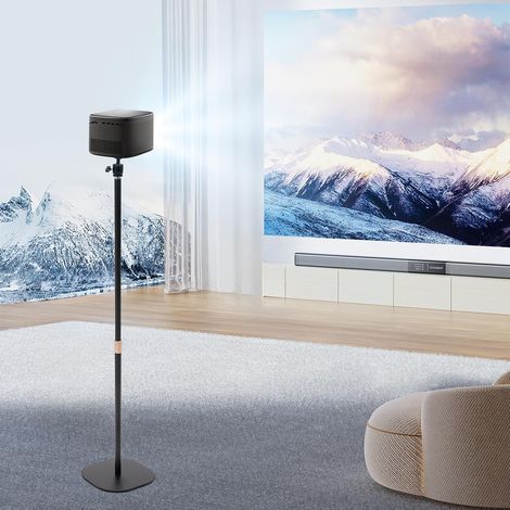 HAUTOUR Support de Projecteur en métal, Pivotant à 360°, Hauteur Réglable 65-120 cm, Charge Max 3 kg, Compatible avec trous de vis 1/4“, Pour home cinéma, bureau, salon, présentations (1/5)