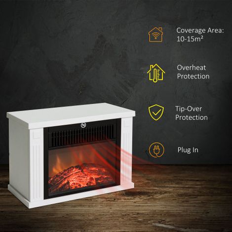 HOMCOM Elektrokamin 1200W Standkamin mit Flammeneffekt in Weiß, elektrischer Kamin für gemütliche Atmosphäre 
On-Site (1/4)