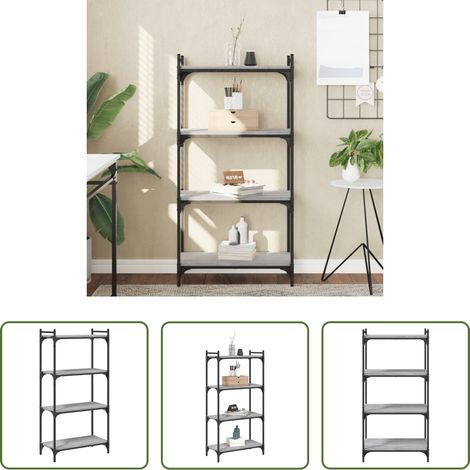 Bücherregal Holz -  Bücherregal 4 Böden Grau Sonoma 60x30x120 cm Holzwerkstoff (1/5)
